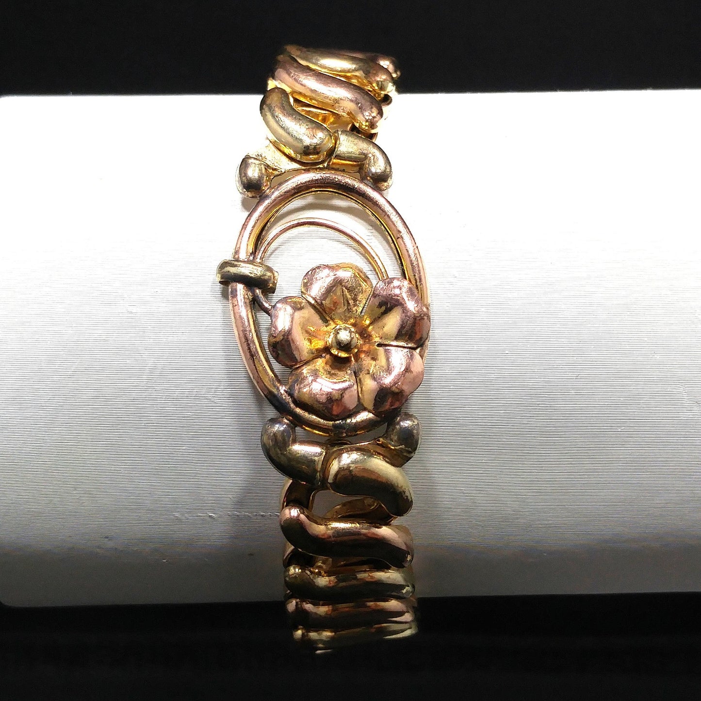Binder Brothers Expansion Bracelet, Floral Openwork, 1920s Vintage Jewelry