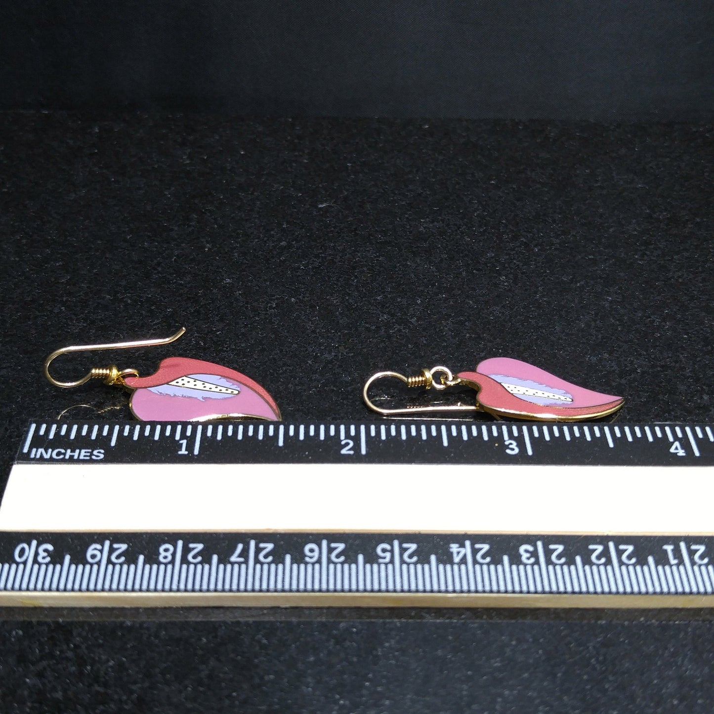 Vintage Laurel Burch "Calla Lily" Earrings, Pink Enamel, Gold Plated