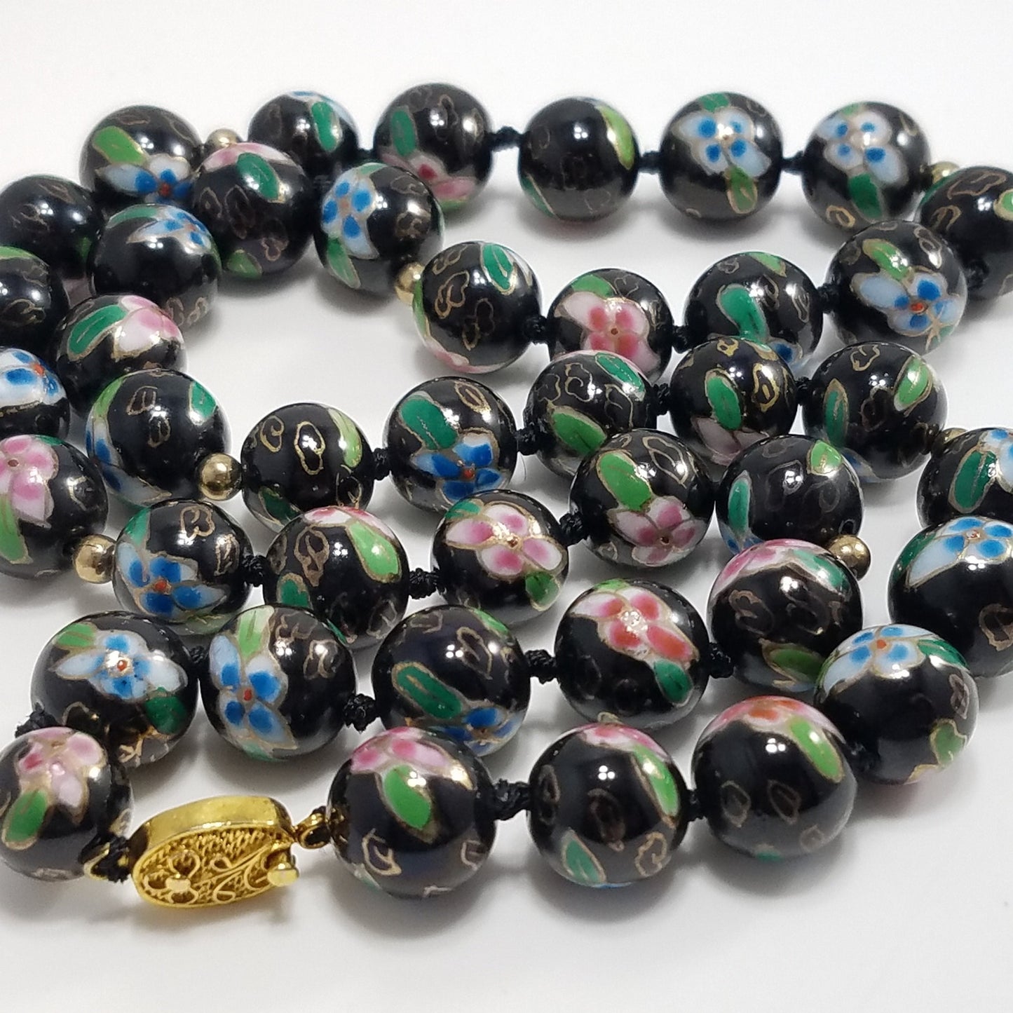 Vintage Chinese Hand Knotted Beaded Necklace, Imported 1960s