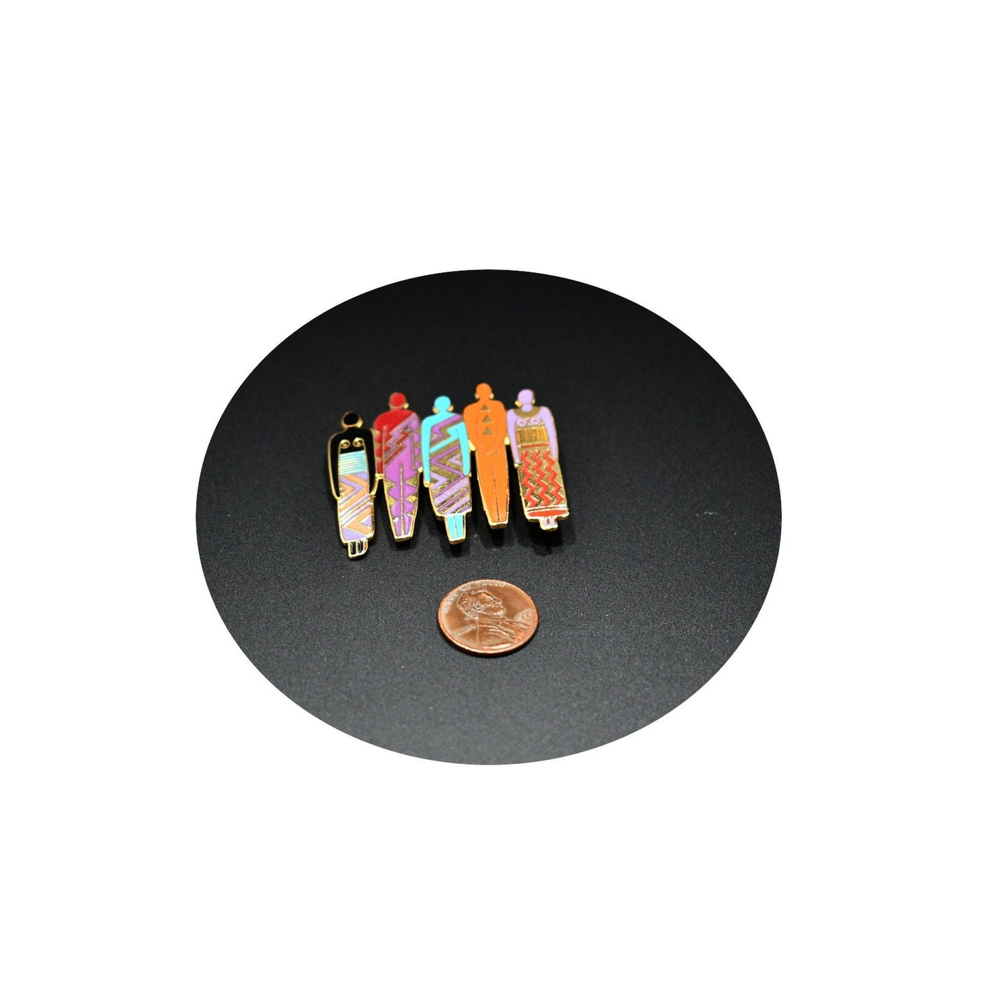 Laurel Burch "Tribe" Five Person Brooch, Gold Plated, 1980s Vintage Jewelry