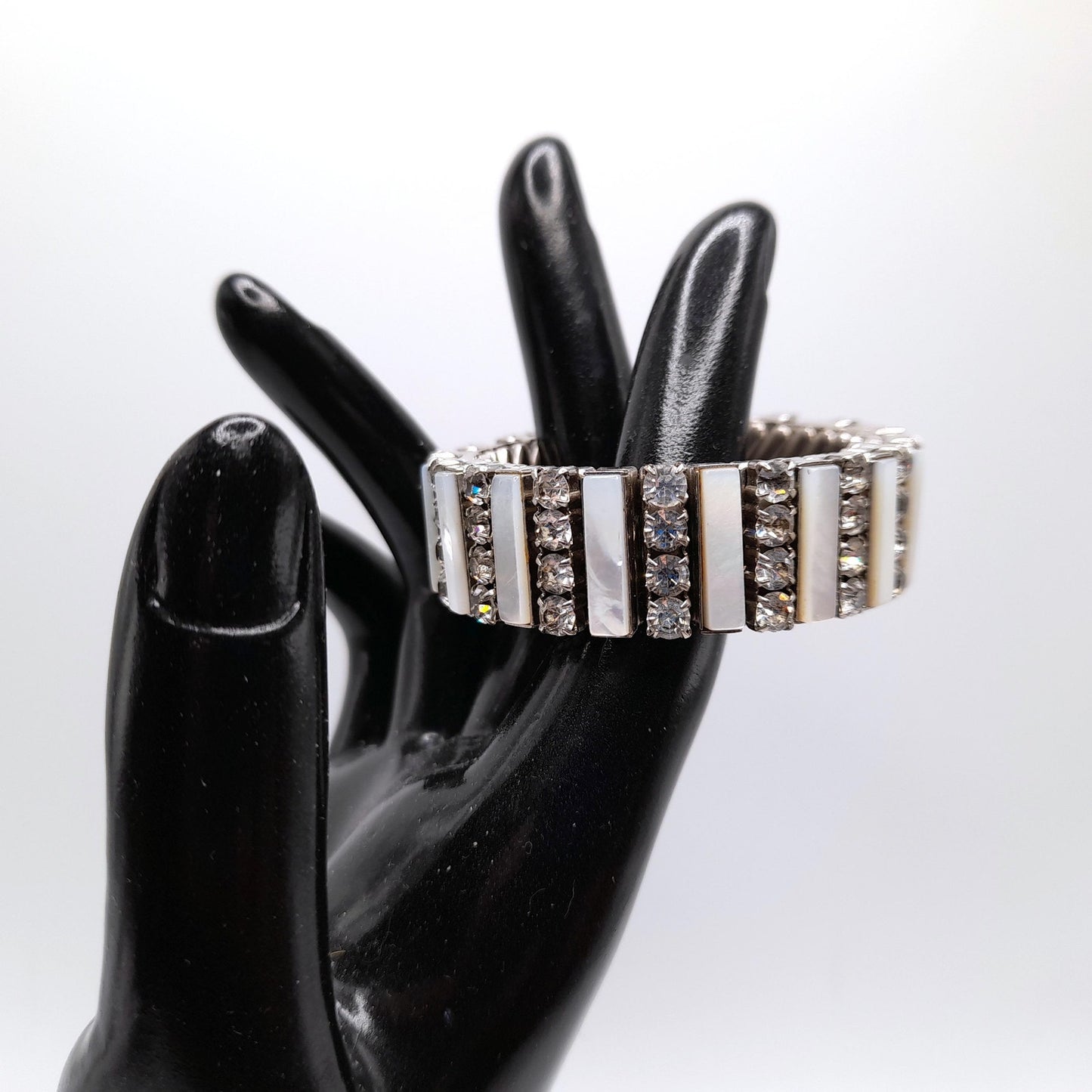 Vintage Mother of Pearl Expansion Bracelet, Rare Design, 1950s