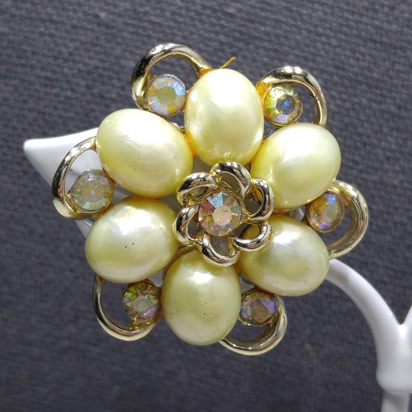 Star Faux Pearl Choker Necklace Earrings Set, Mid-Century 1950s Vintage Jewelry