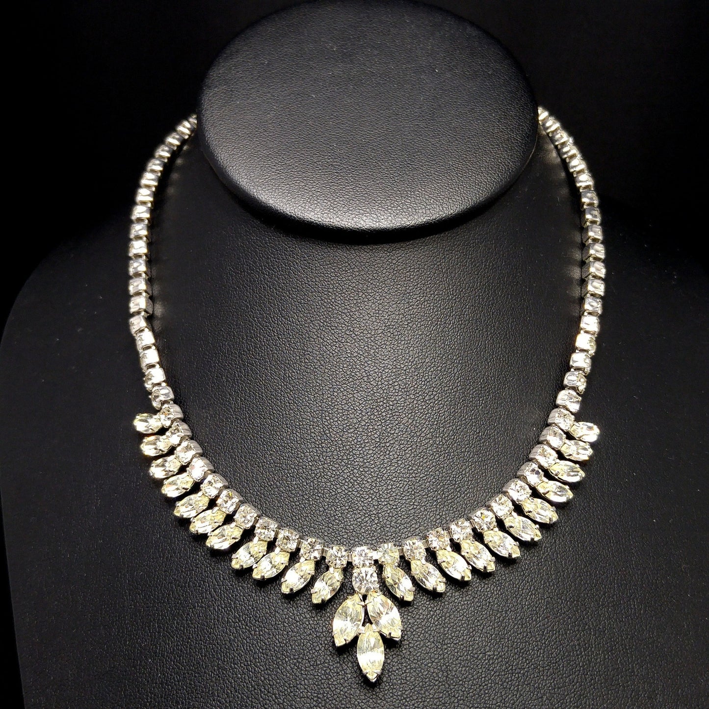 Kramer of New York Clear Crystal Choker Necklace, Wedding Bridal, 1950s Vintage Jewelry