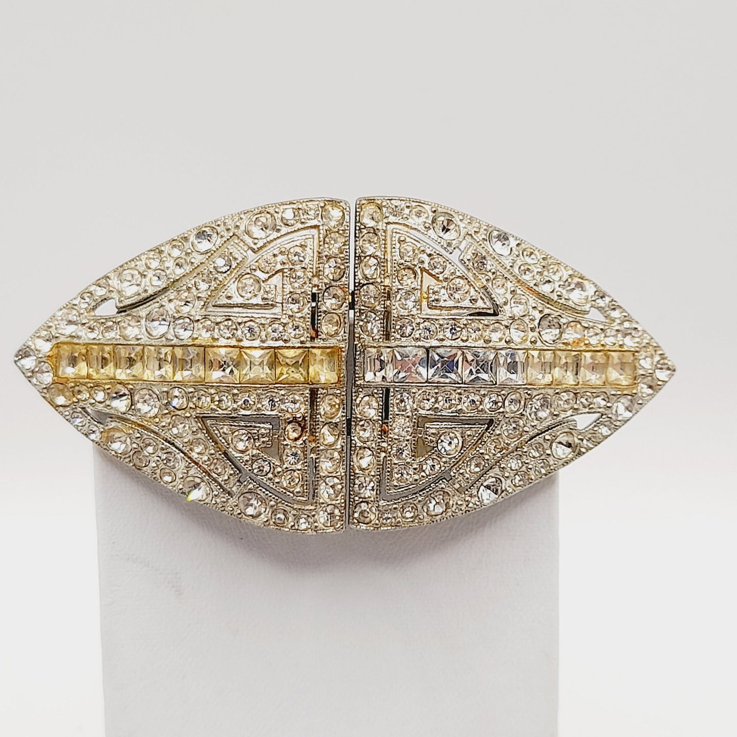 Coro Duette Rhinestone Brooch, Art Deco Dress Clips, Patent 1798867