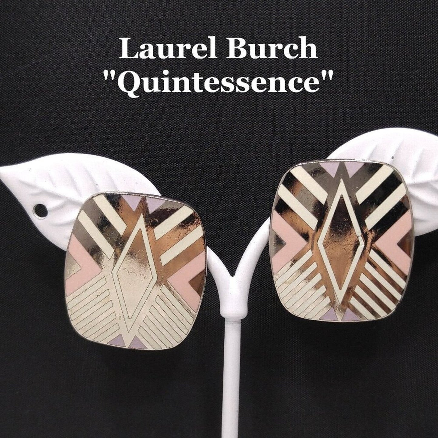 Vintage Laurel Burch "Quintessence" Geometric Earrings, Rhodium Plated, 1 1/8"