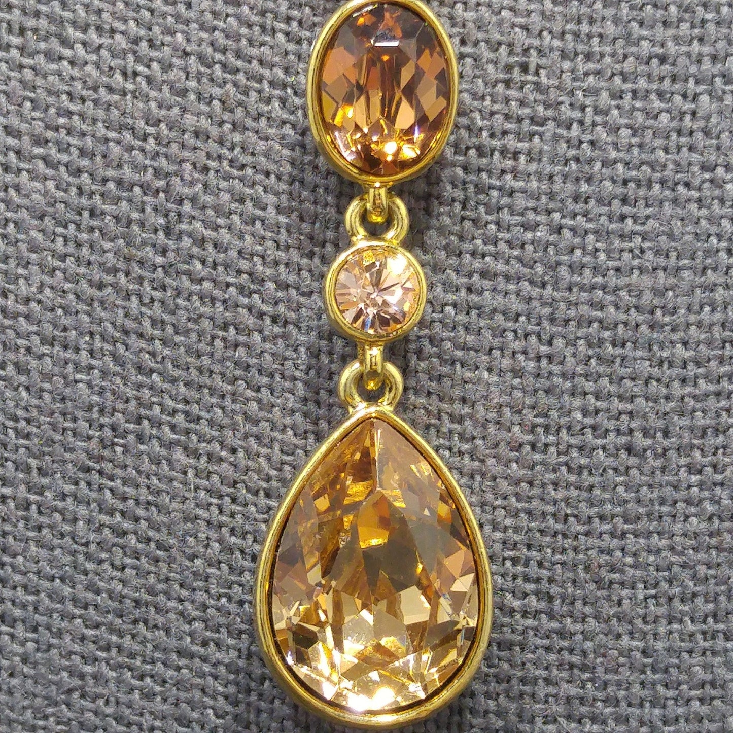 Givenchy Topaz Rhinestone Drop Necklace, Gold Plated, 1990s Vintage Jewelry