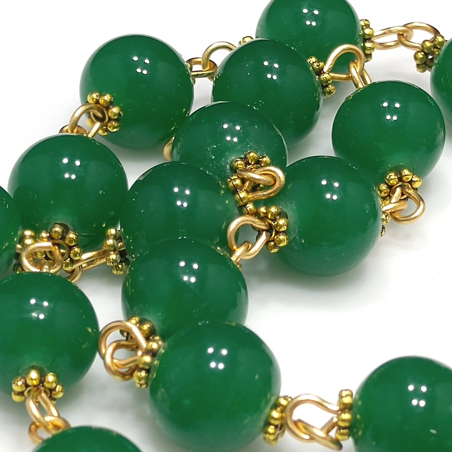 Vintage Japan Beads Hand Wire Wrapped Necklace, Gold Brass Wire, 1960s Vintage Beads