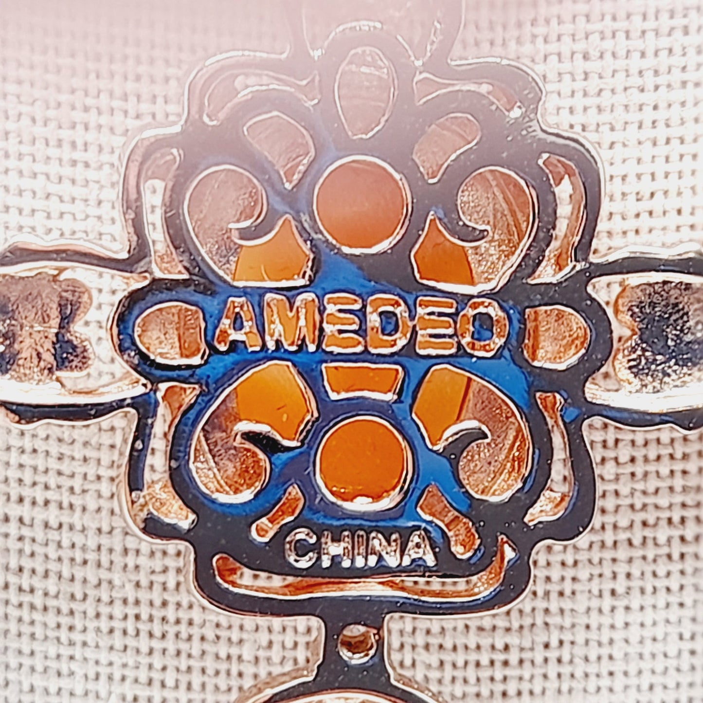 Amedeo Rose Gold Cameo Cross Pendant Necklace with Rhinestones, 18 Inches
