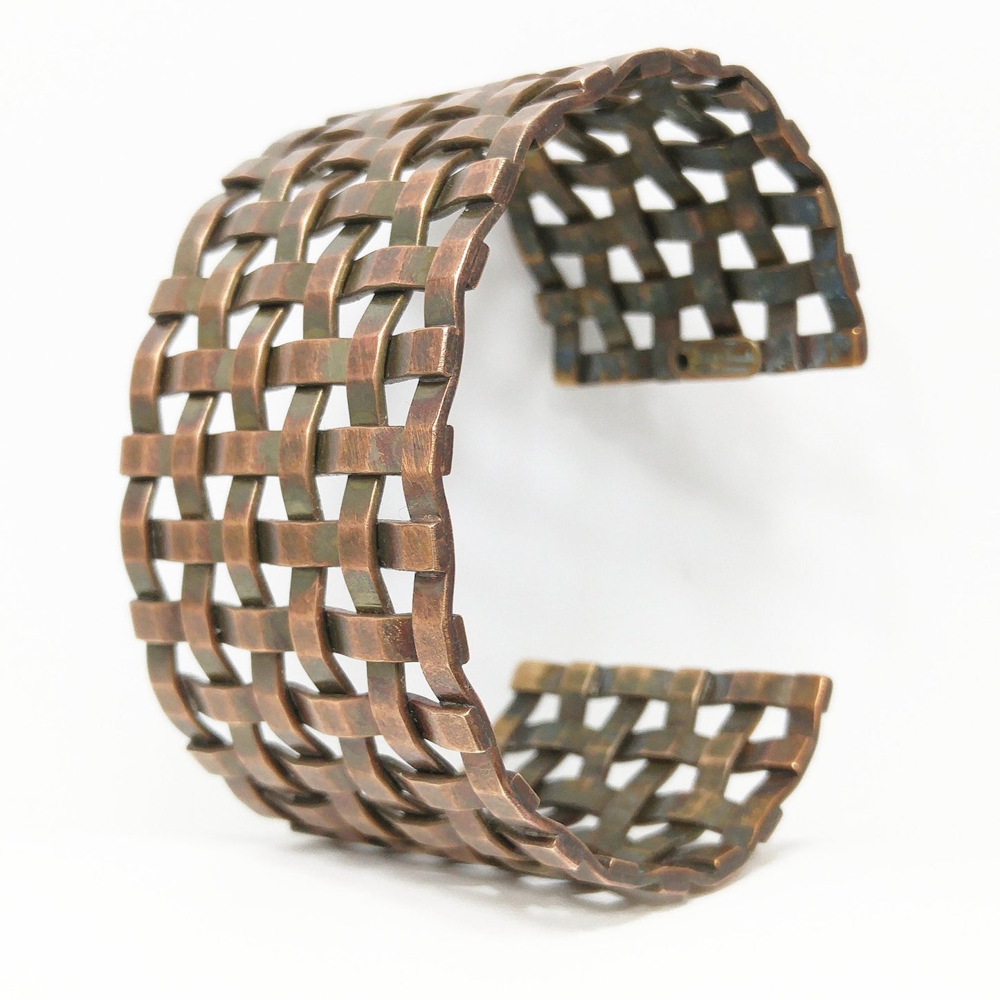 Sarah Cavender Metalworks Woven Wide Cuff Bracelet, Hand-made Metal Work Design, Vintage Jewelry
