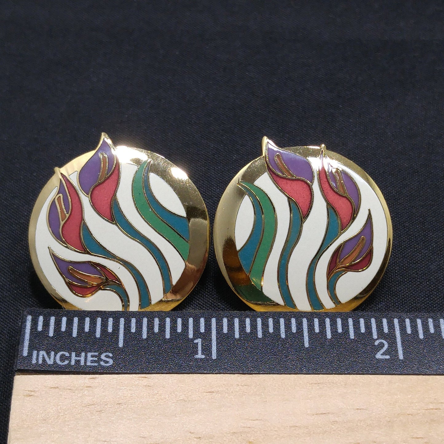 Laurel Burch "Lilies For Les" Floral Post Earrings, Gold Plated, 1980s Vintage