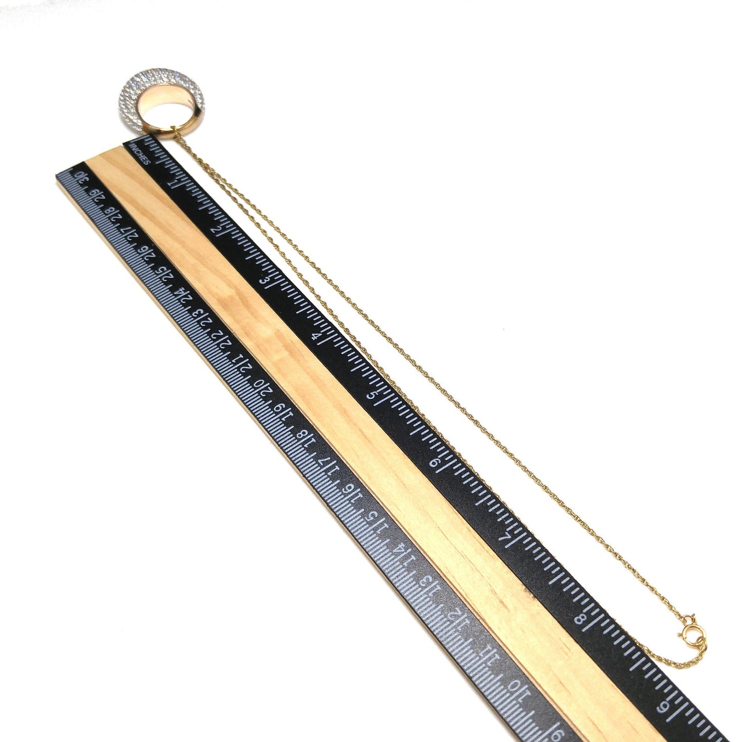 Sterling 18K Gold Wash Pendant Necklace, Clear Rhinestones, 1990s Vintage Jewelry