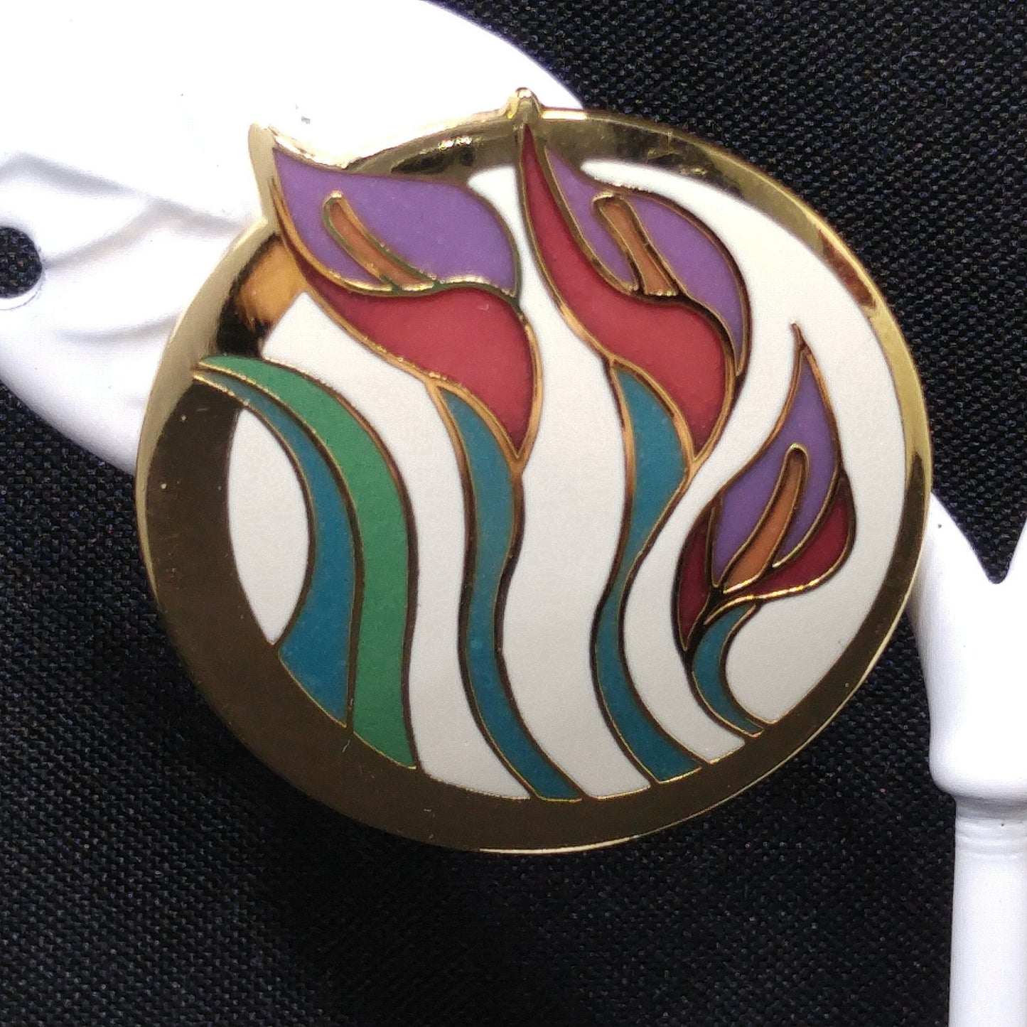 Laurel Burch "Lilies For Les" Floral Post Earrings, Gold Plated, 1980s Vintage