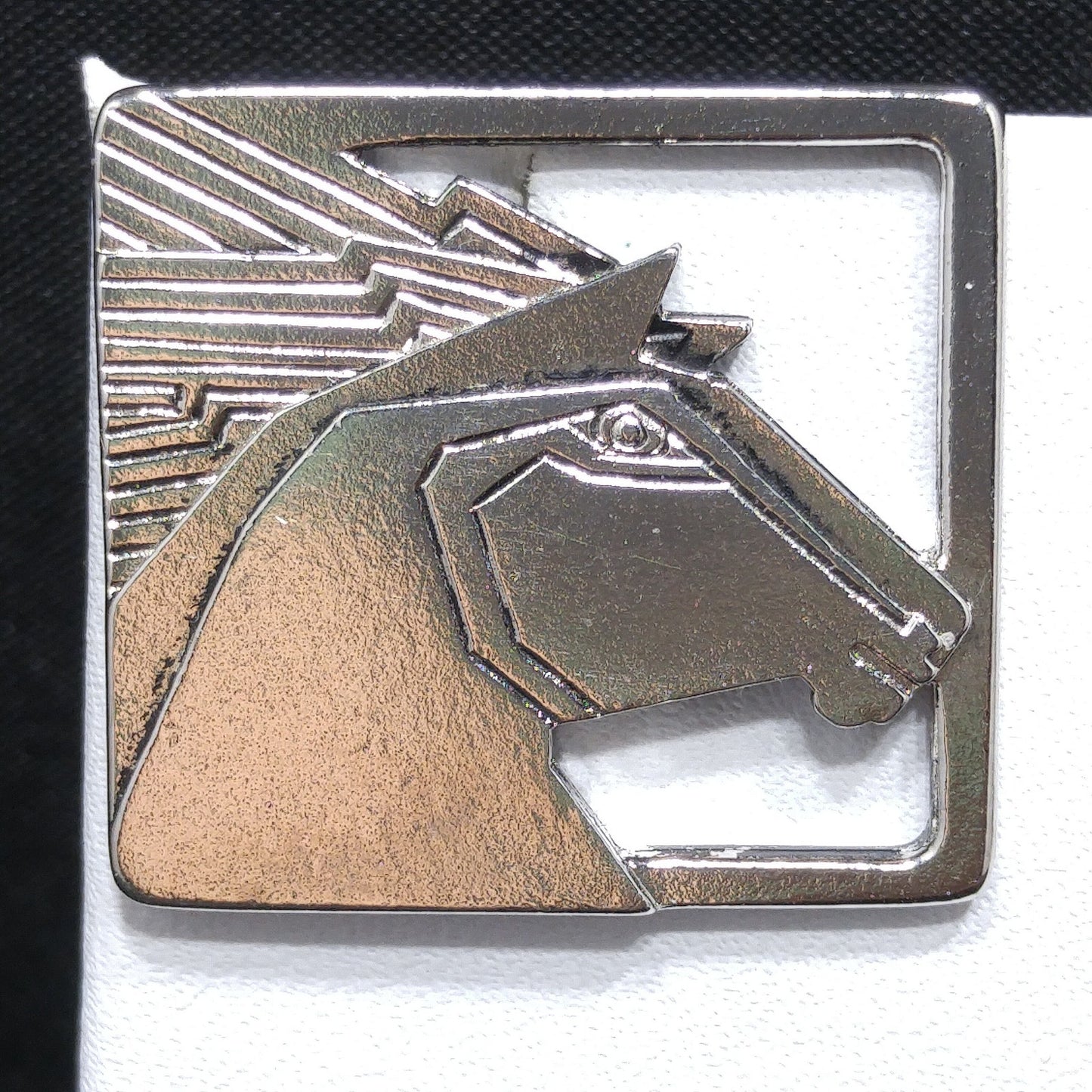 Vintage Laurel Burch Stallion Horse Post Earrings, Rhodium Plated