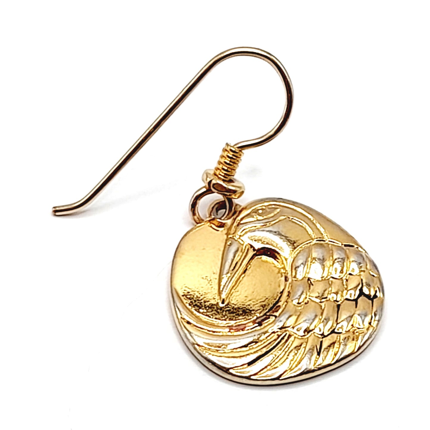 Vintage Laurel Burch Mynah Bird Gold Plated Drop Earrings - 1 1/4 Inches
