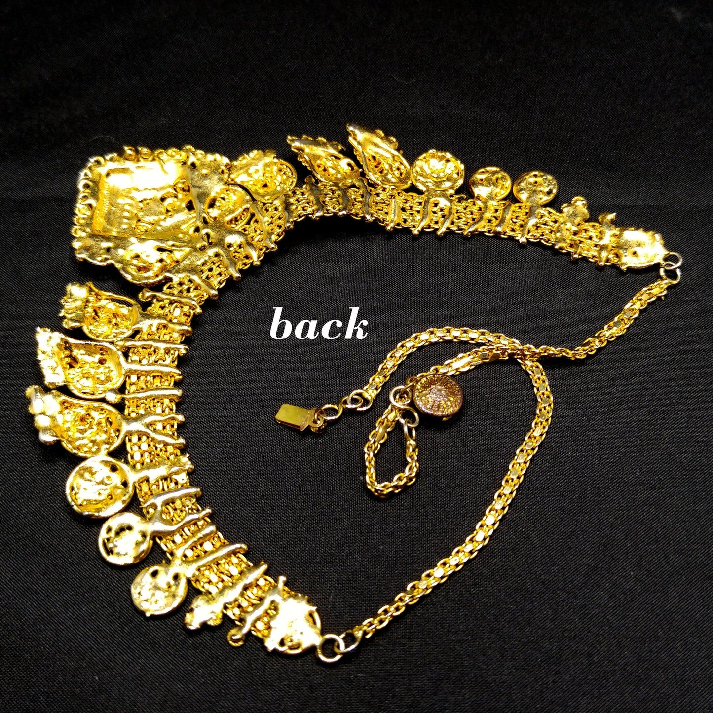 Vintage Heavily Gold Plated Necklace, 3D Cut Hand Crafted, Vintage Jewelry
