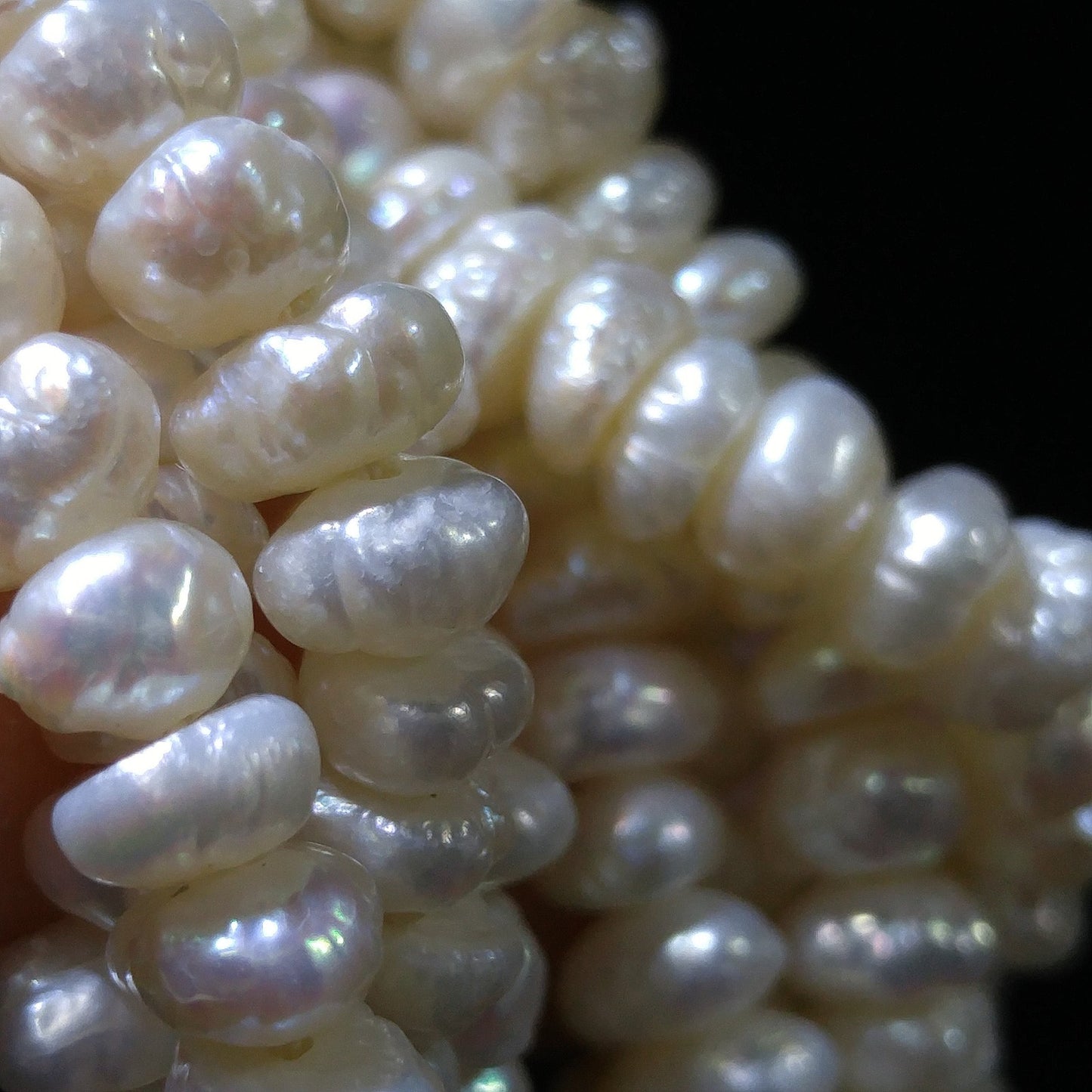 Sand Pearls & Gemstones Long Twisted Necklace, 4 Strands, No Clasp, 1970s Vintage Jewelry