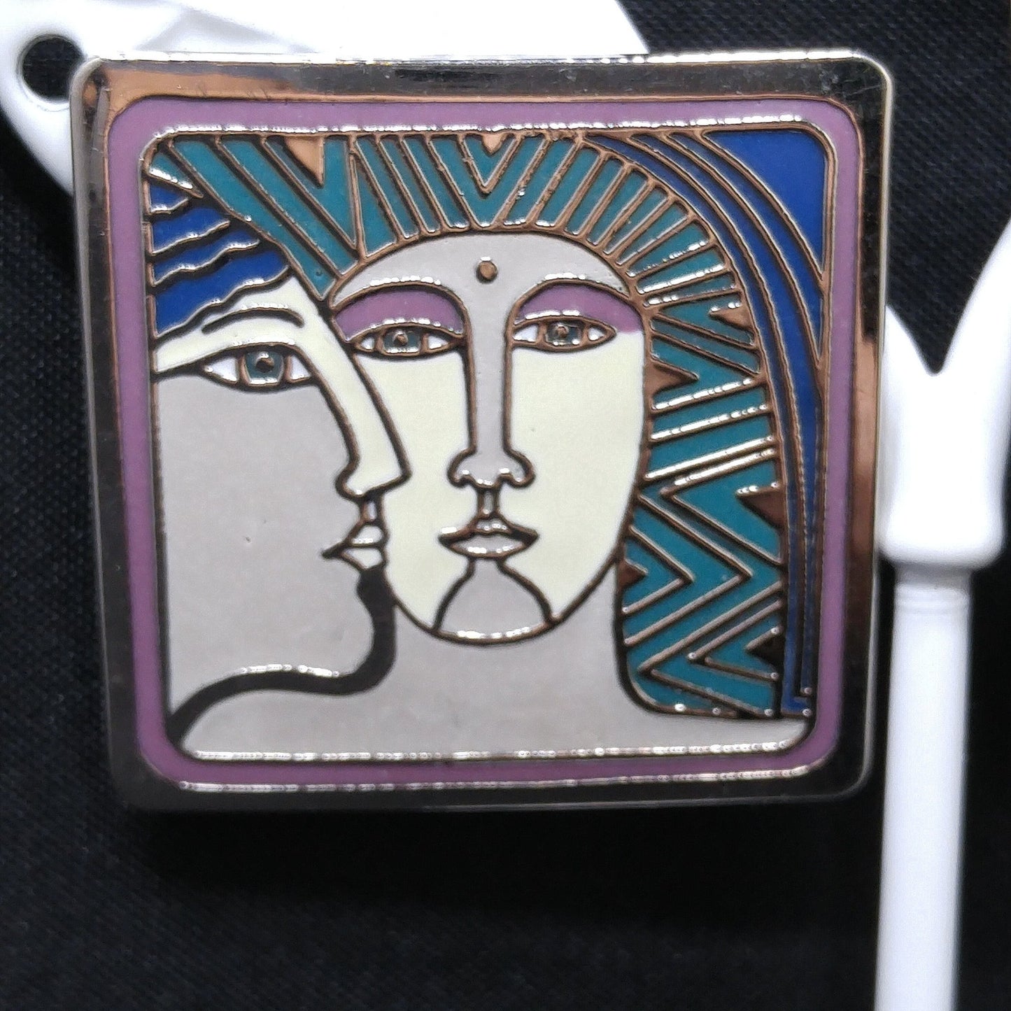 Vintage Laurel Burch "Ancient Ancestors" Post Earrings, Rhodium Plated