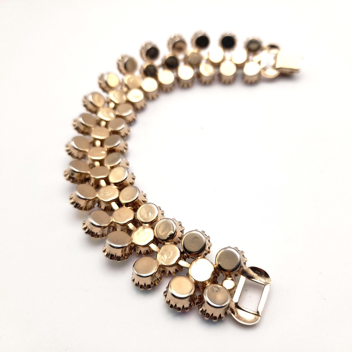 Vintage Weiss Aurora Borealis Rhinestone Bracelet Gold Plated