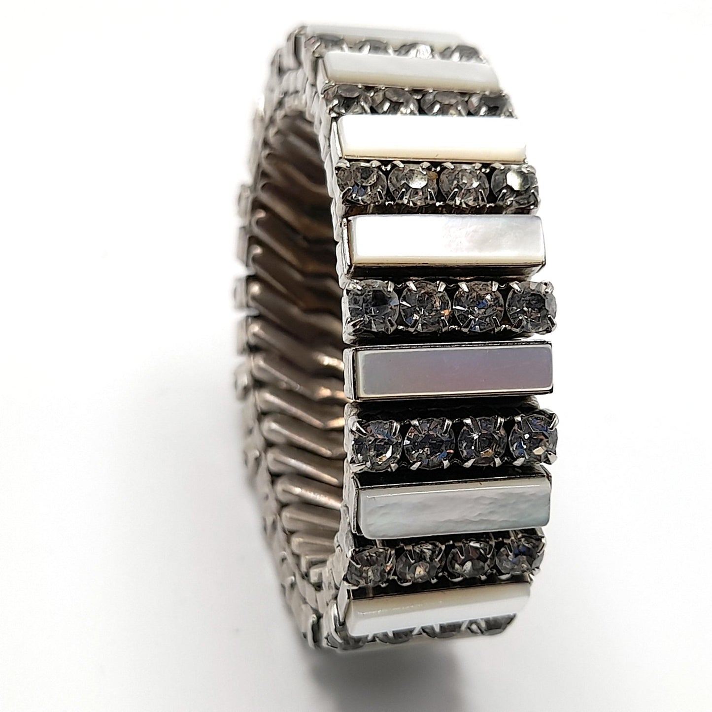 Vintage Mother of Pearl Expansion Bracelet, Rare Design, 1950s