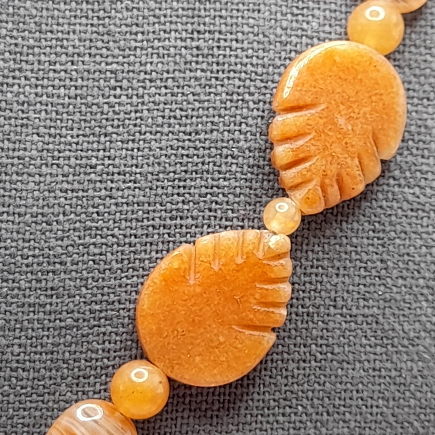 Vintage Carnelian Leaf Necklace, Gemstone Tassel Necklace, 27 Inches, Three Dangles