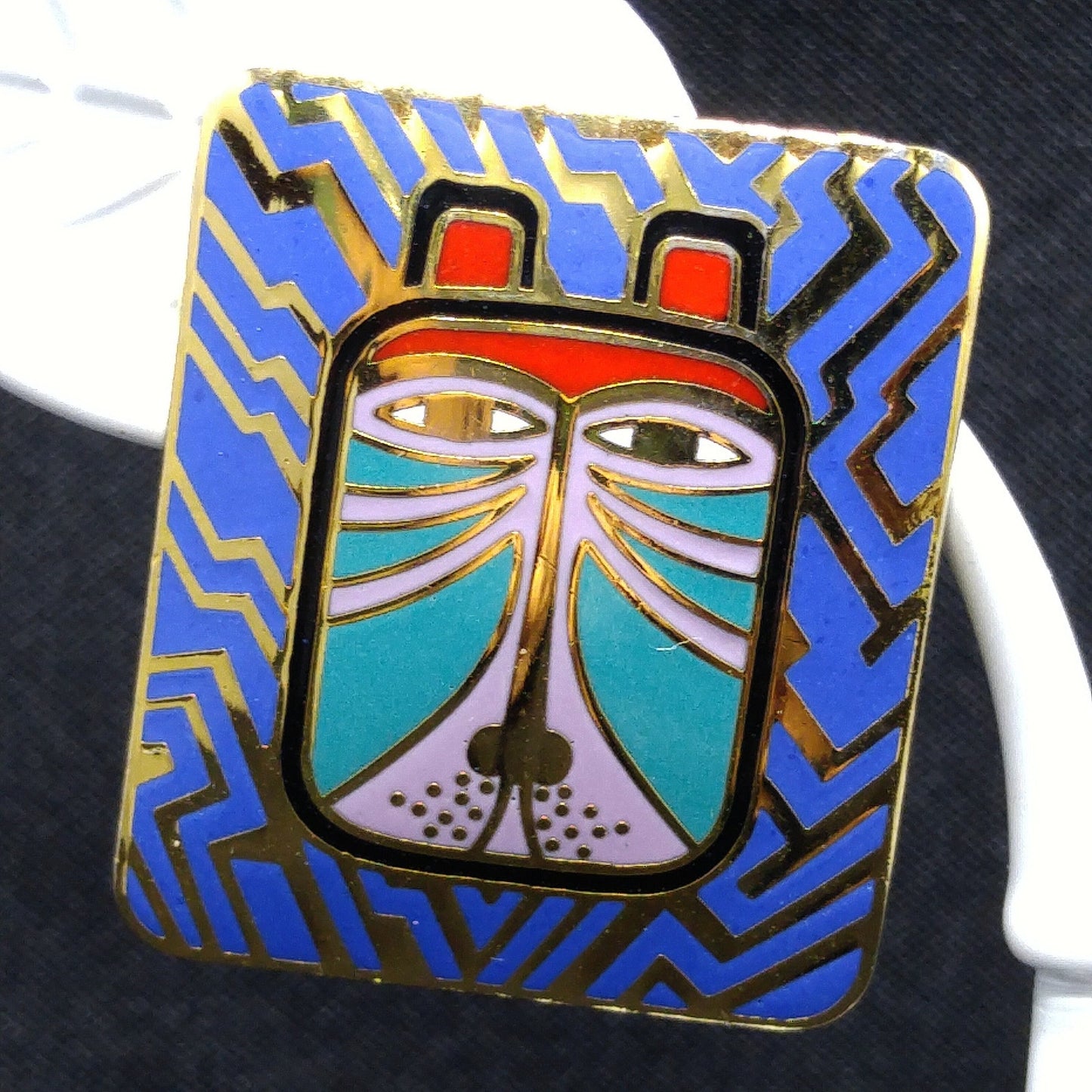 Laurel Burch "Toshio" Post Earrings, Gold Plated & Enamel Cloisonné, 1980s Vintage Jewelry
