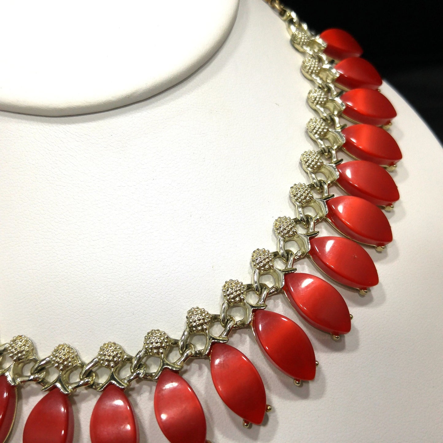 Pakula Red Moonglow Choker Necklace, Lucite Pendants, 1950s Vintage Jewelry