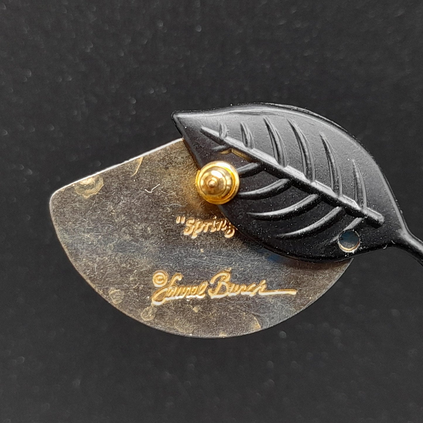 Vintage Laurel Burch Large Fan Post Earrings, Gold Plated, "Spring" Design
