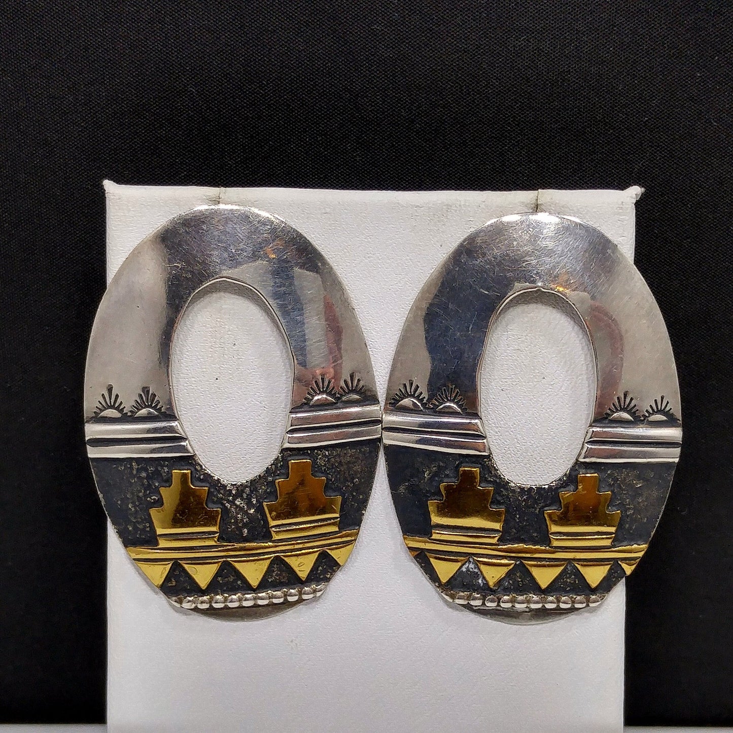 Thomas Singer Sterling Earrings, Navajo Post Silver, 1980's Vintage Jewelry