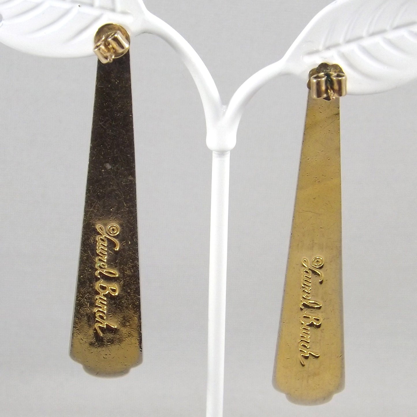 Laurel Burch Blue Enamel Long Post Earrings, Gold Plated, 1980s Vintage Jewelry