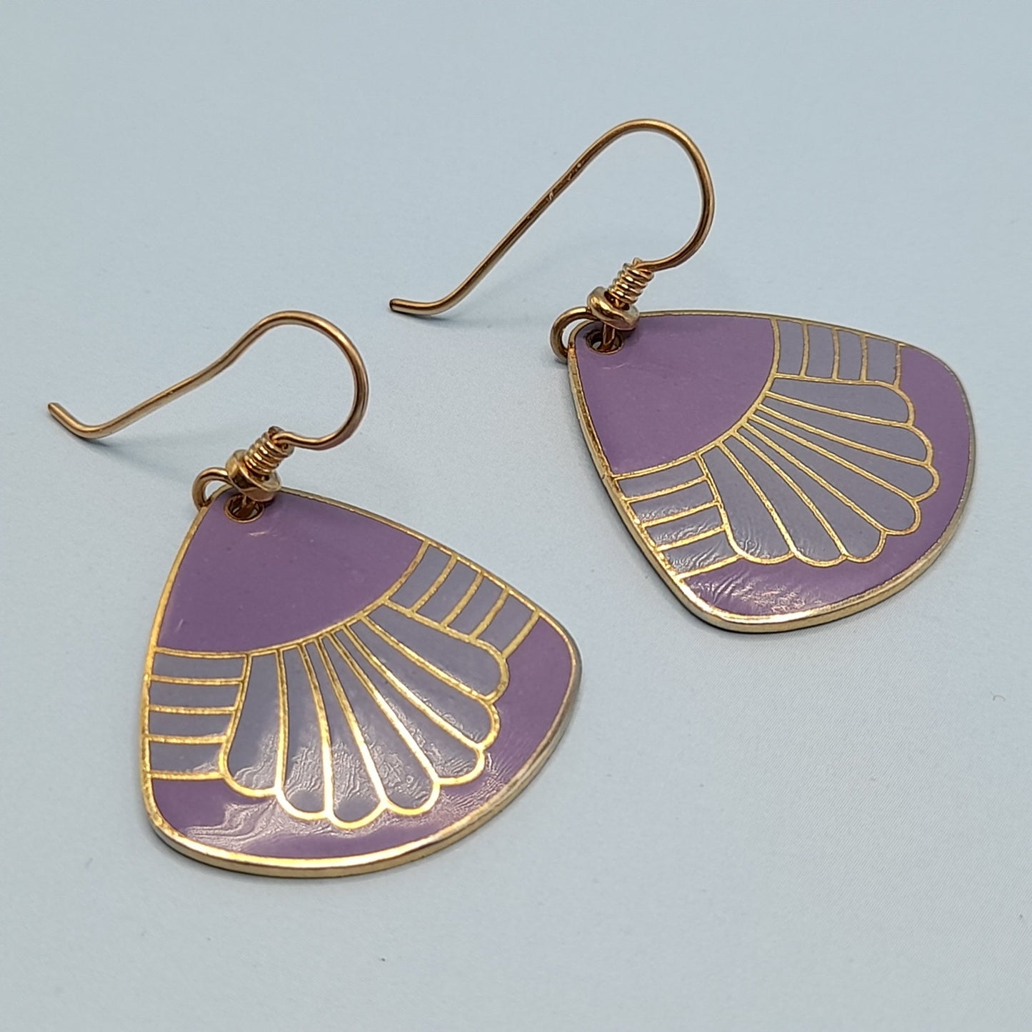 Vintage Laurel Burch Gold Plated Purple Waterfall Earrings