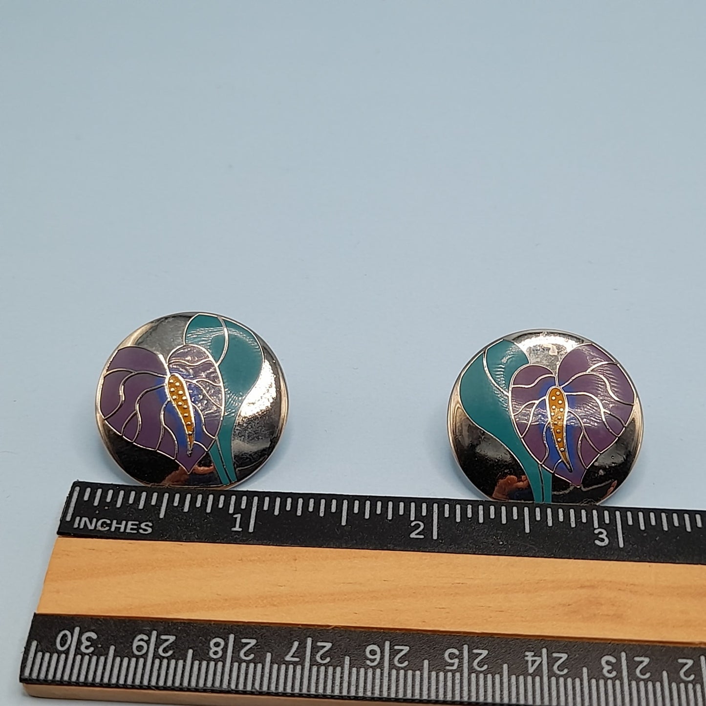 Vintage Laurel Burch Antherium Rhodium Plated Earrings