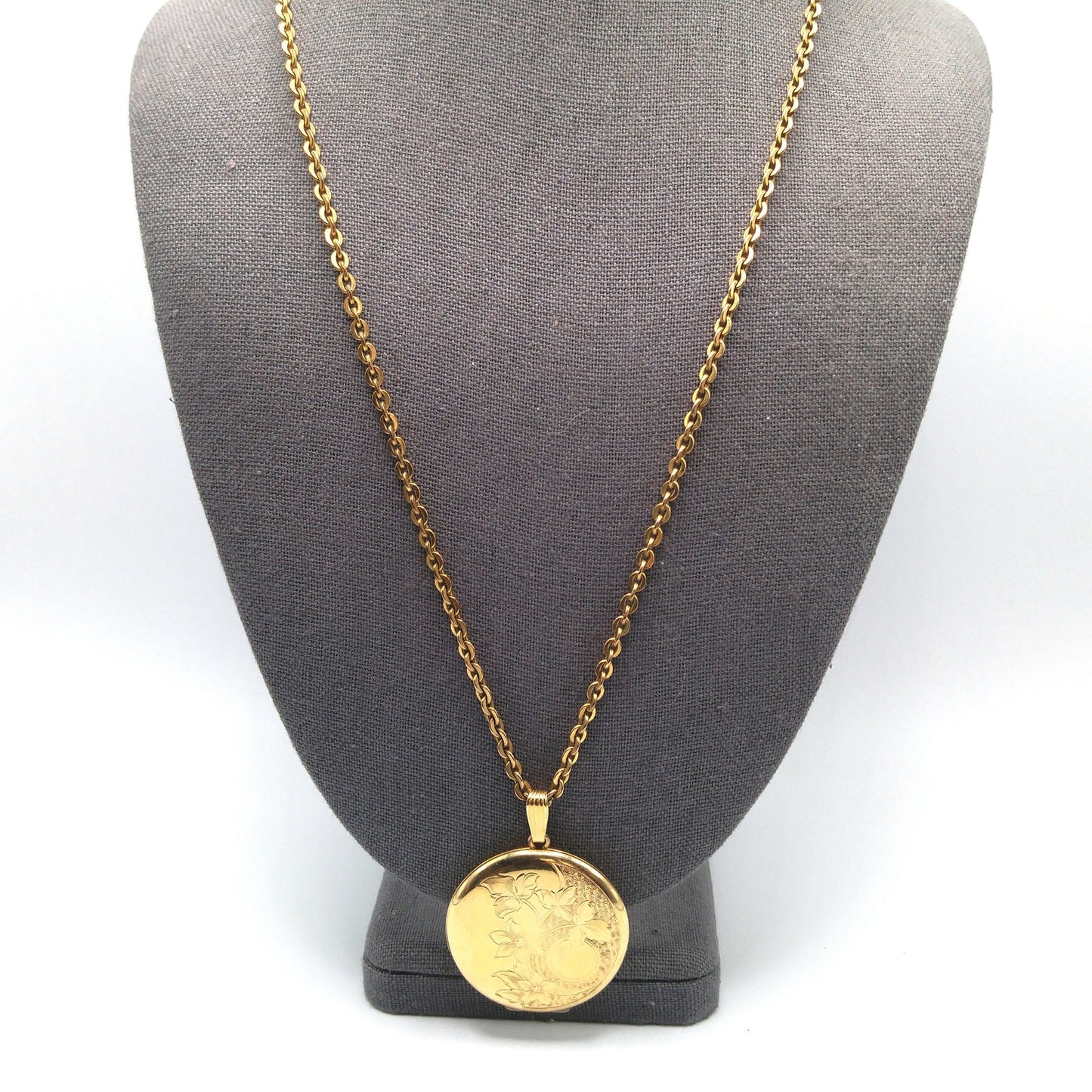 Danecraft Gold Filled Photo Locket Necklace, 12K GF, Early 1950s Vintage Jewelry