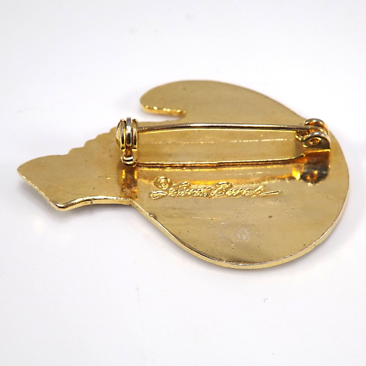 Laurel Burch Toucan Brooch, Gold Plated Cloisonne & Enamel, 1980 Vintage Jewelry