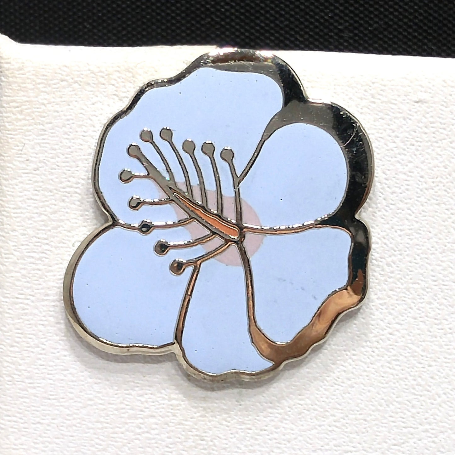 Vintage Laurel Burch "Hibiscus" Blue Post Earrings, Rhodium Plated Silver Tone