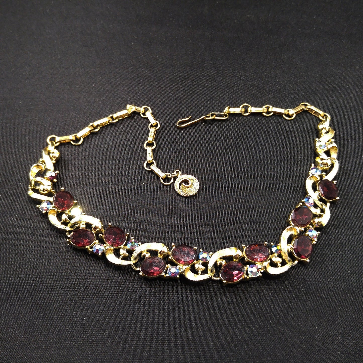 Vintage Lisner Purple Rhinestone Choker Necklace, 1960s Vintage Jewelry