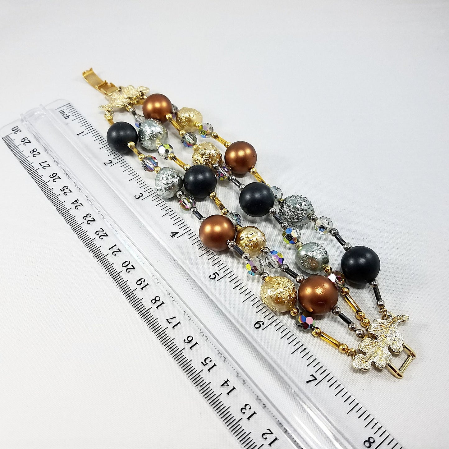 Vintage Vendome Beaded Bracelet, 4 Strands Crystal Aurora Borealis Beads