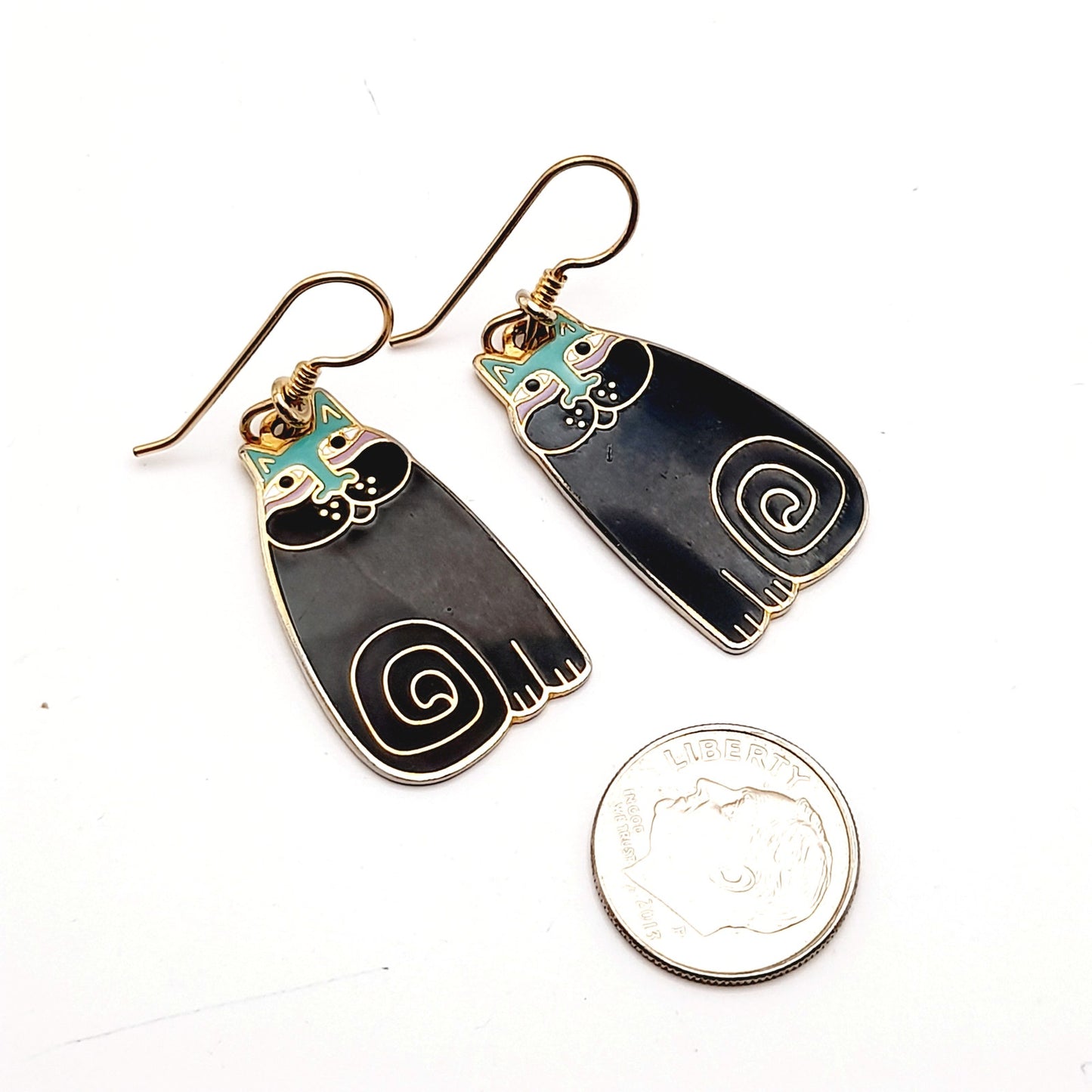 Vintage Laurel Burch Olivia Black Cat Earrings