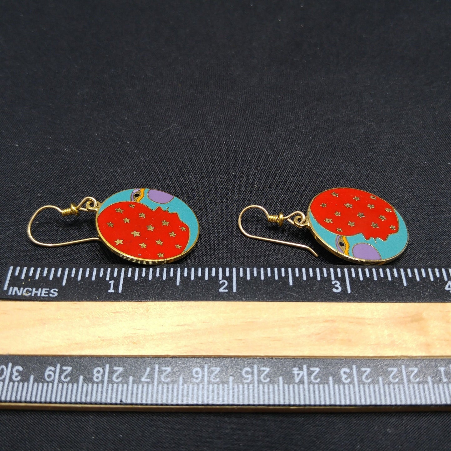 Vintage Laurel Burch "Moonface" Earrings, Moon Sky Stars Celestial, 1980s Vintage Jewelry