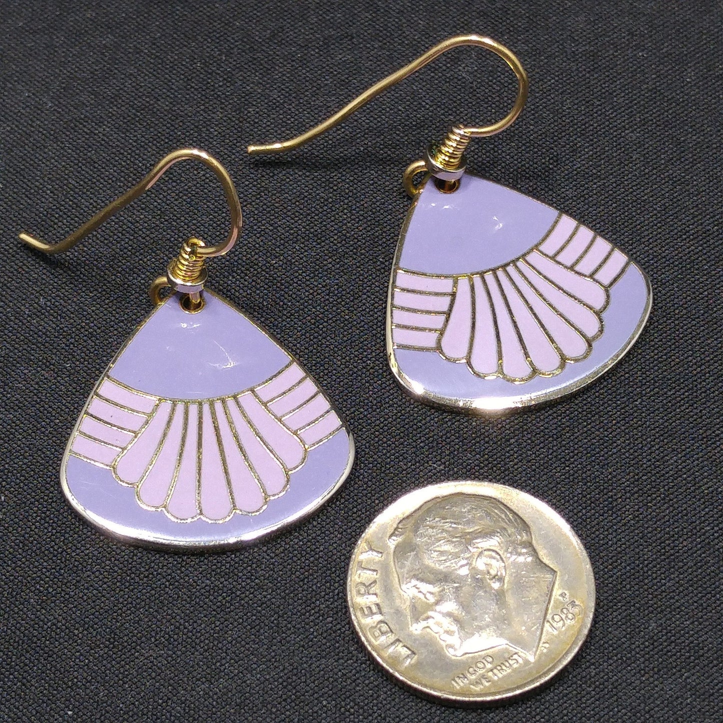 Vintage Laurel Burch Waterfall Purple Pink Drop Earrings, Gold Plated