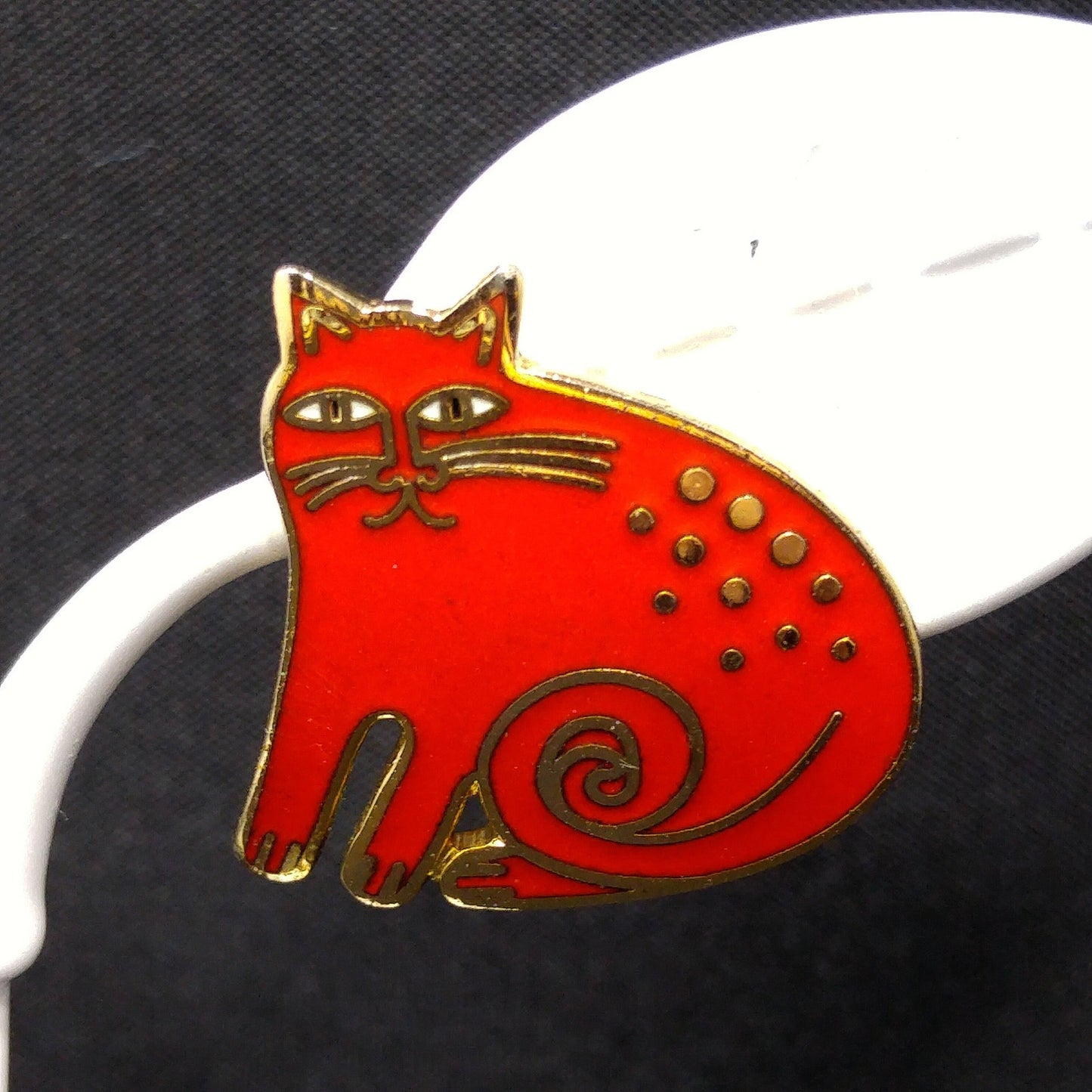 Vintage Laurel Burch "Keshire Cat" Red Post Earrings, Gold Plated