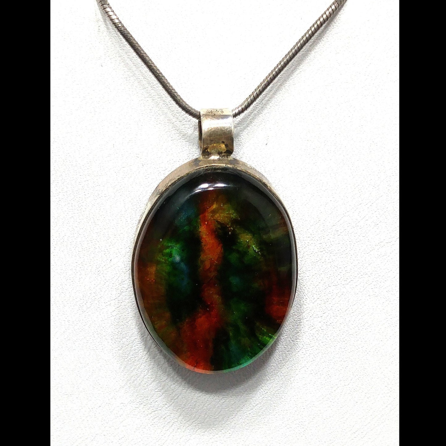Vintage Italy Art Glass Pendant, Sterling Silver, 1970s Vintage Jewelry