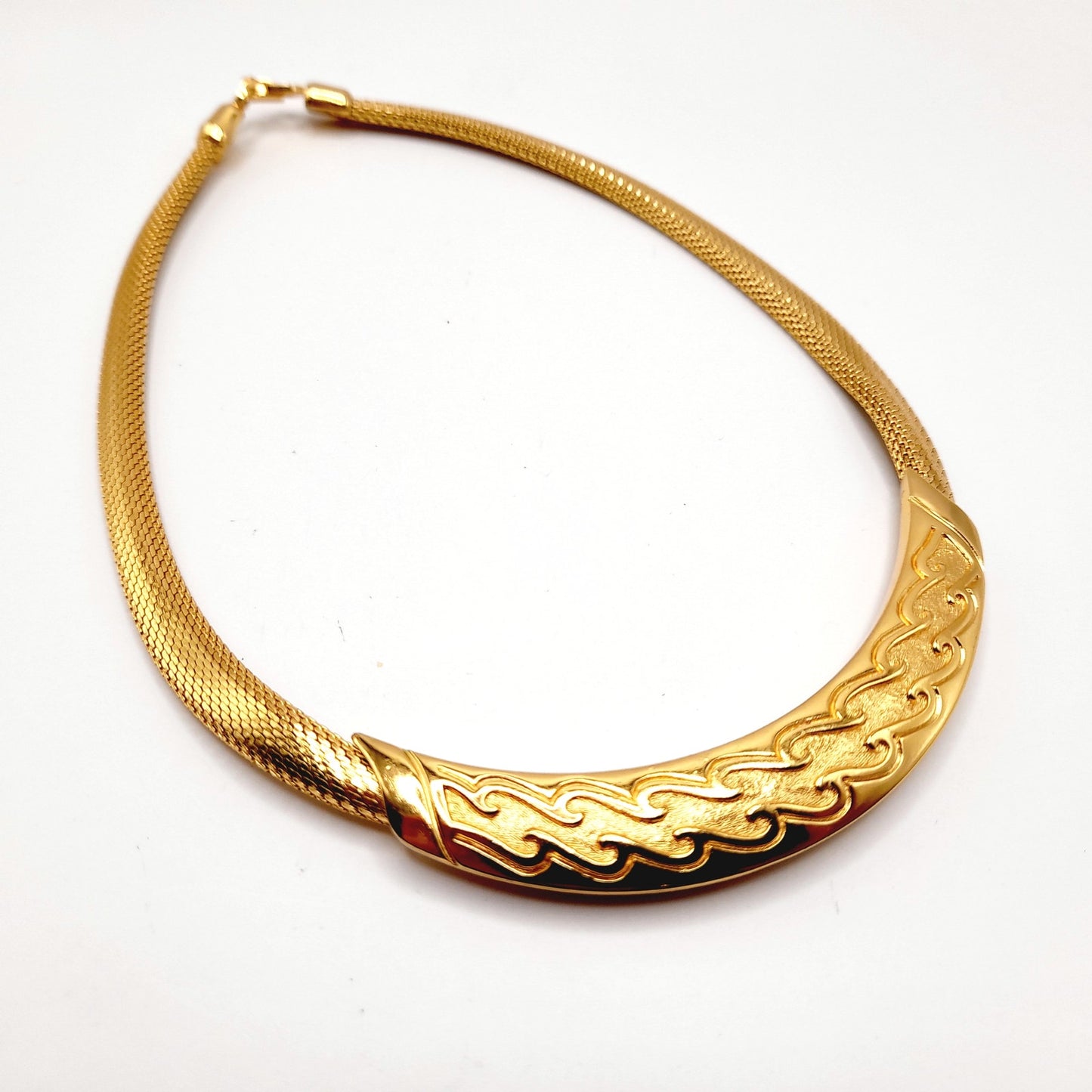 Vintage Christian Dior Mesh Choker Gold Plated Necklace