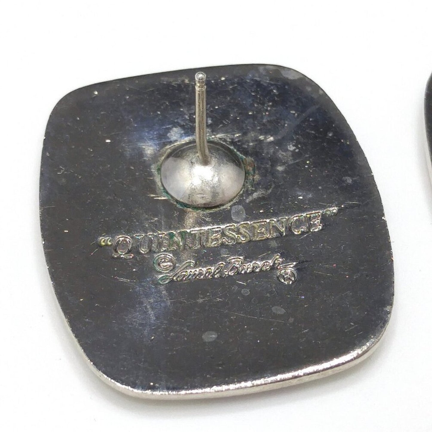 Vintage Laurel Burch "Quintessence" Geometric Earrings, Rhodium Plated, 1 1/8"