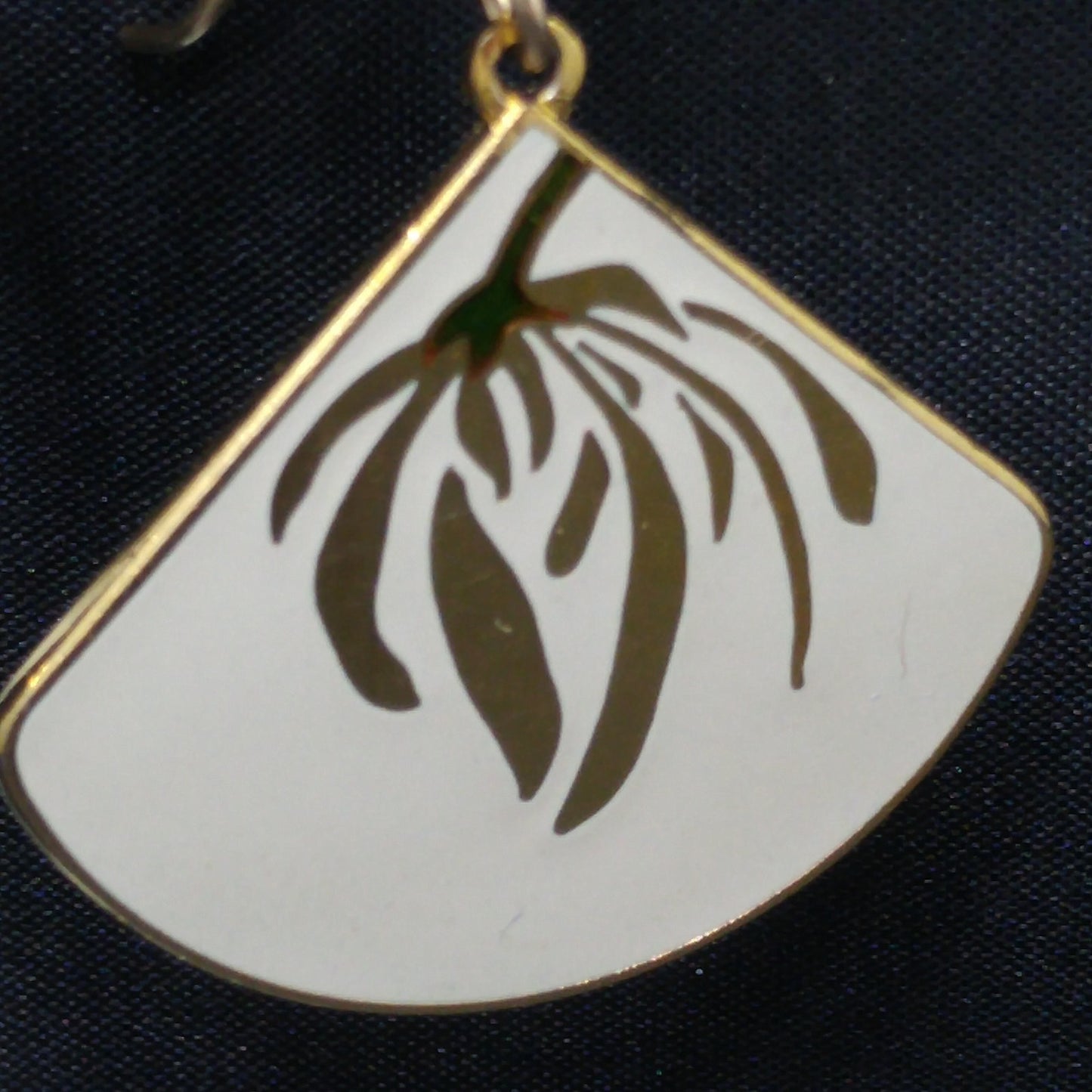 Laurel Burch Willow Earrings & Pendant, Creamy White Enamel, Gold Plated, 1980s Vintage Jewelry