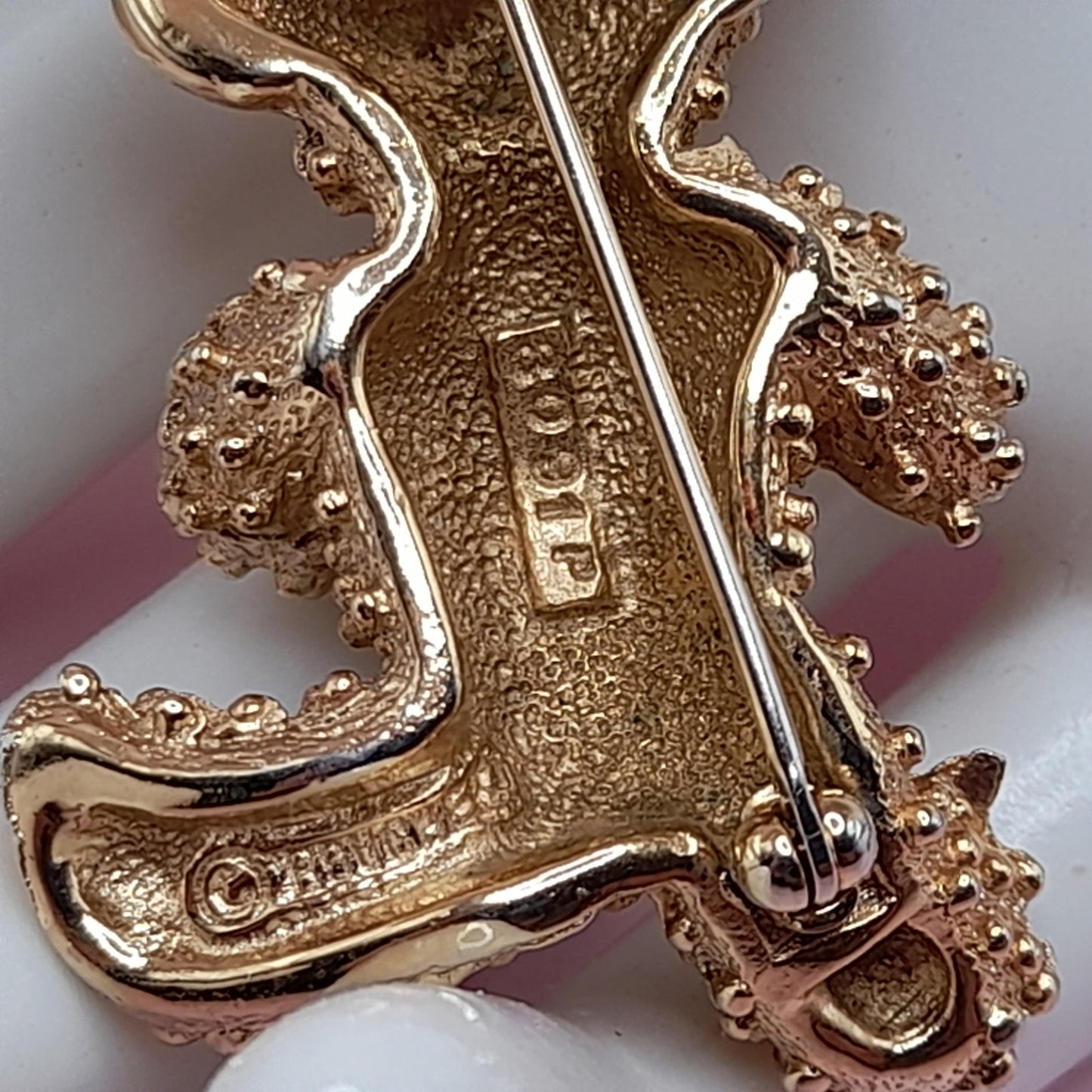 Vintage Boucher Teddy Bear Brooch, Gold Plated, Signed Number 8091P, 1960s