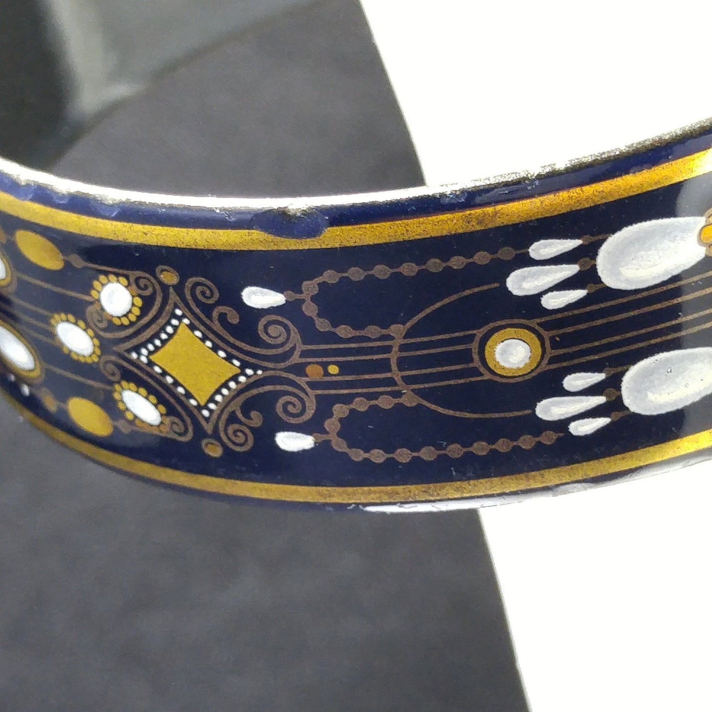Michaela Frey Wide Enamel Bangle Bracelet, Made in Austria, 1970s Vintage Jewelry