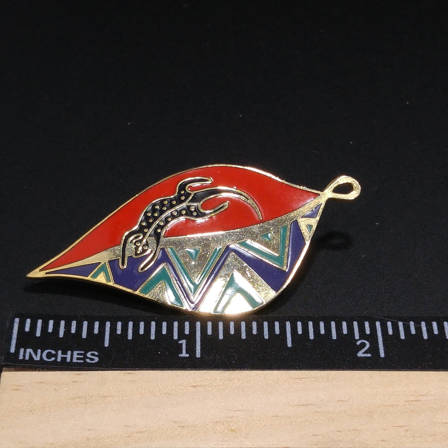 Laurel Burch "Leaf Lizard" Brooch & Pendant, Cloisonné Gold Plated, Enamel, 1980s Vintage Jewelry