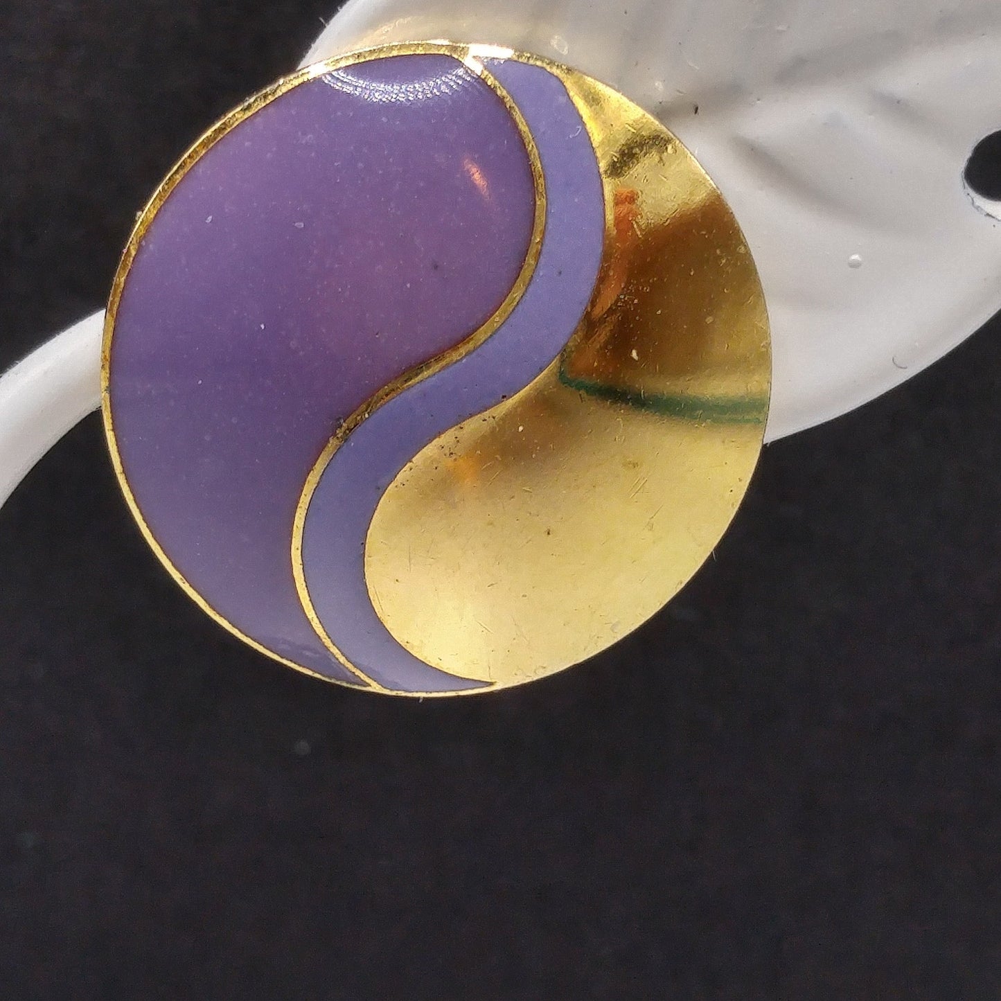 Laurel Burch Purple Post Earrings, Lavender Purple Enamel, Gold Plated, 1980s