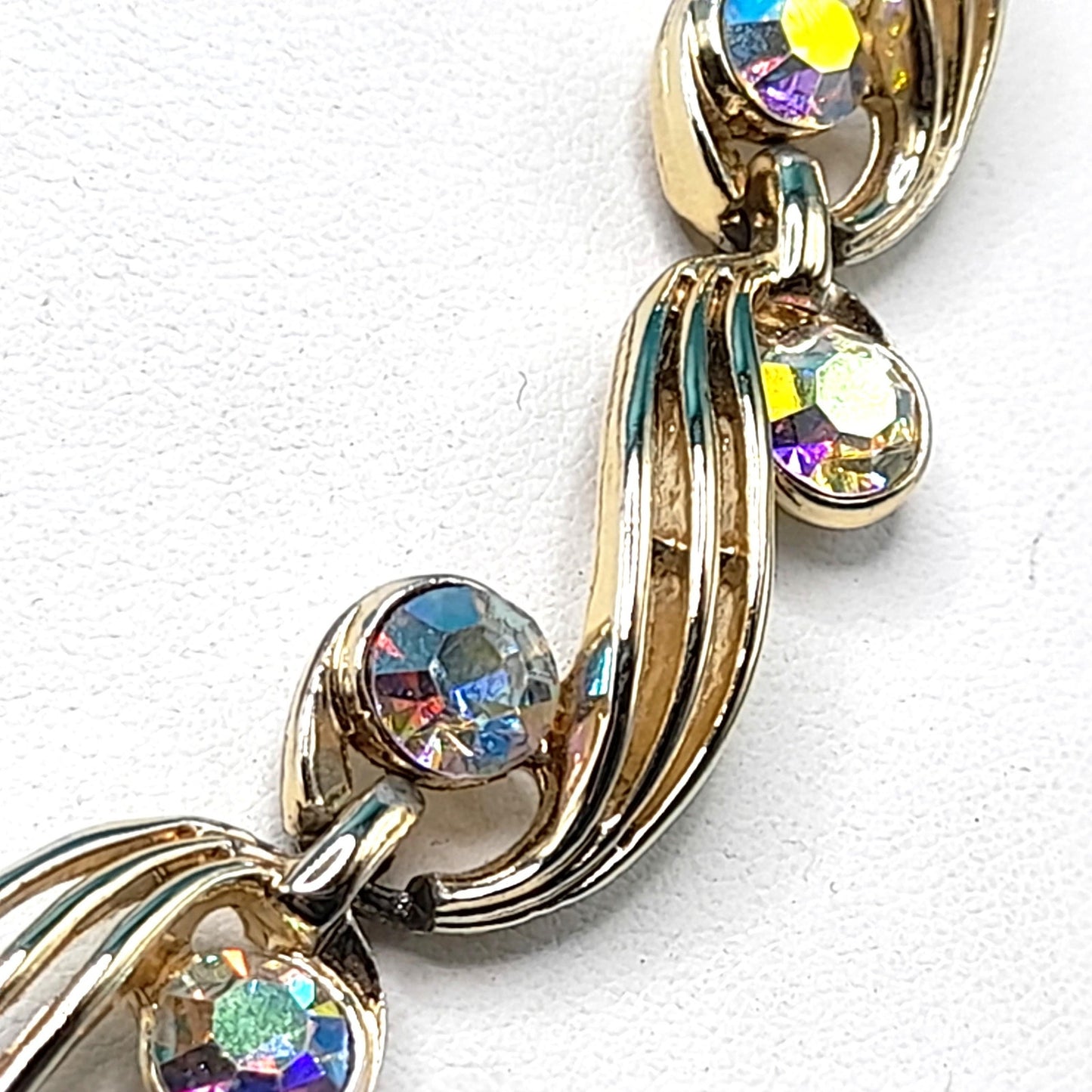 Vintage Aurora Borealis Choker Necklace, Unsigned Schrager, 1950s Vintage Jewelry