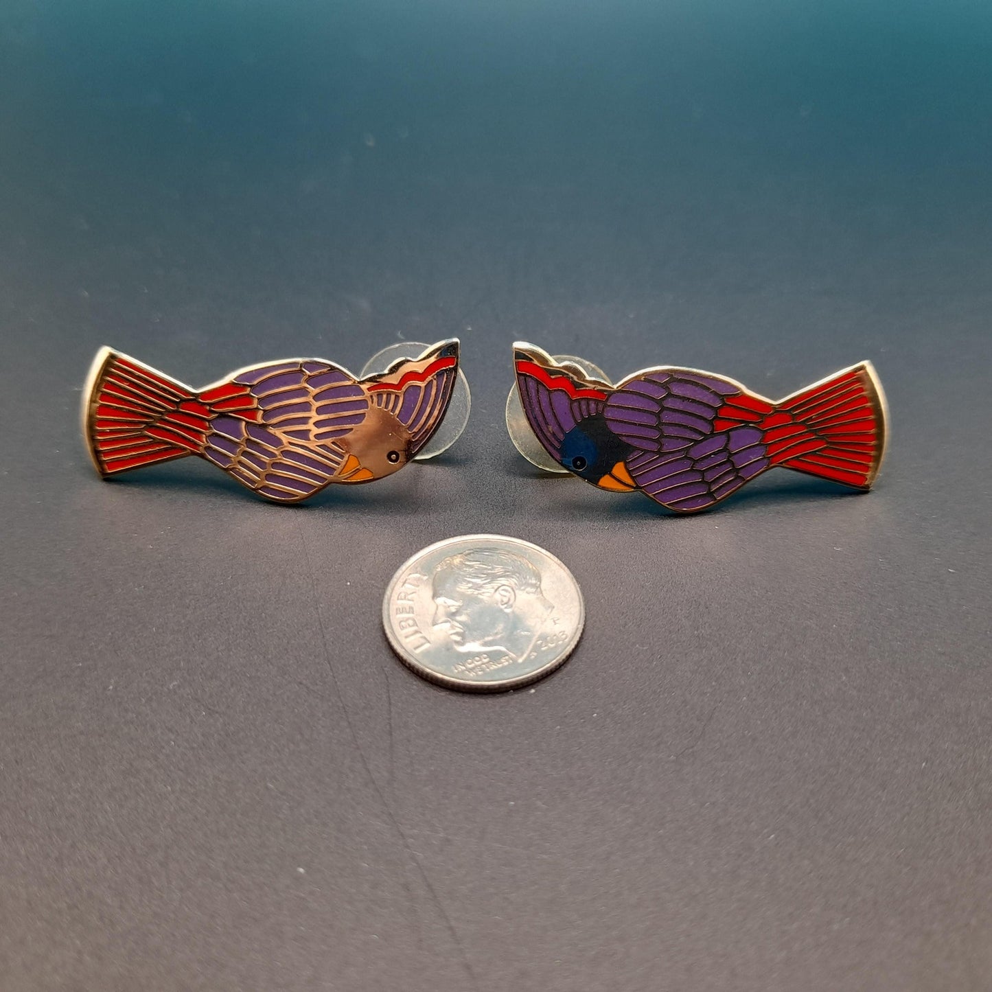 Laurel Burch "Cockatoo" Bird Post Earrings, Gold Plated, 1980s Vintage Jewelry